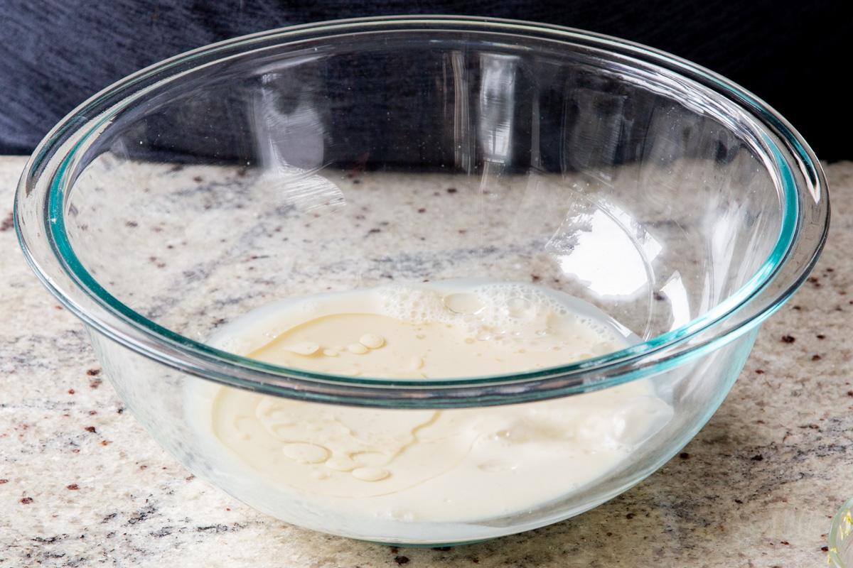 non-dairy milk in a bowl