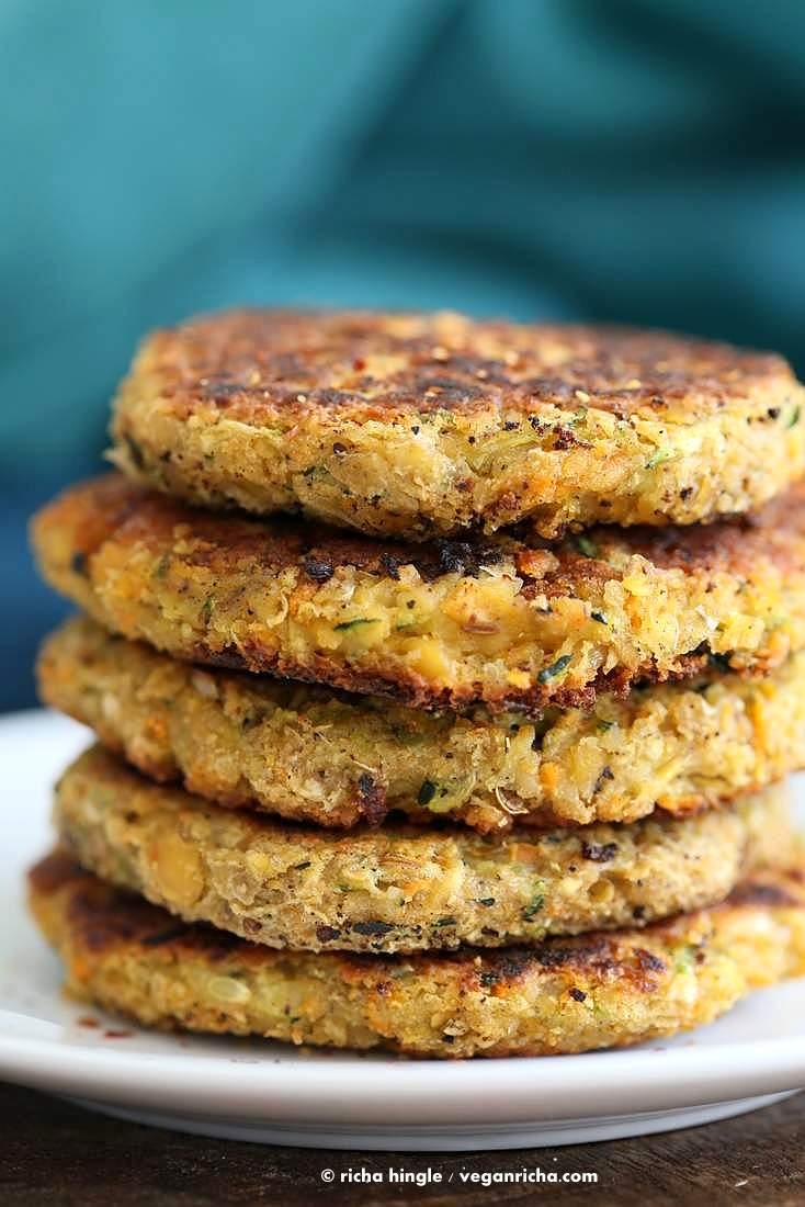 Carrot Zucchini Chickpea Fritters Vegan Recipe | Pitzn