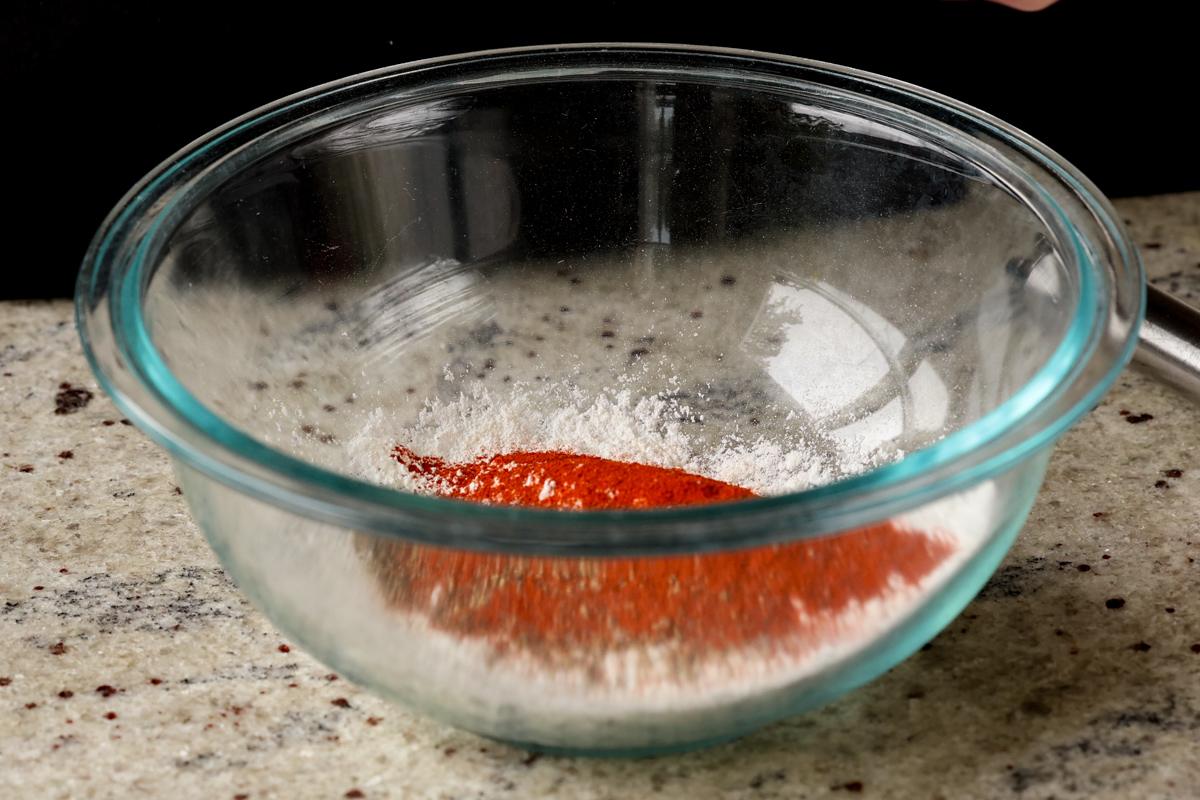 dry batter ingredients in a bowl