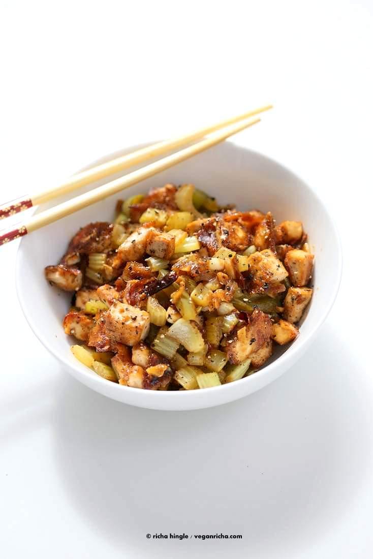 Celery Black Pepper Tofu | Pitzn #vegan #glutenfree