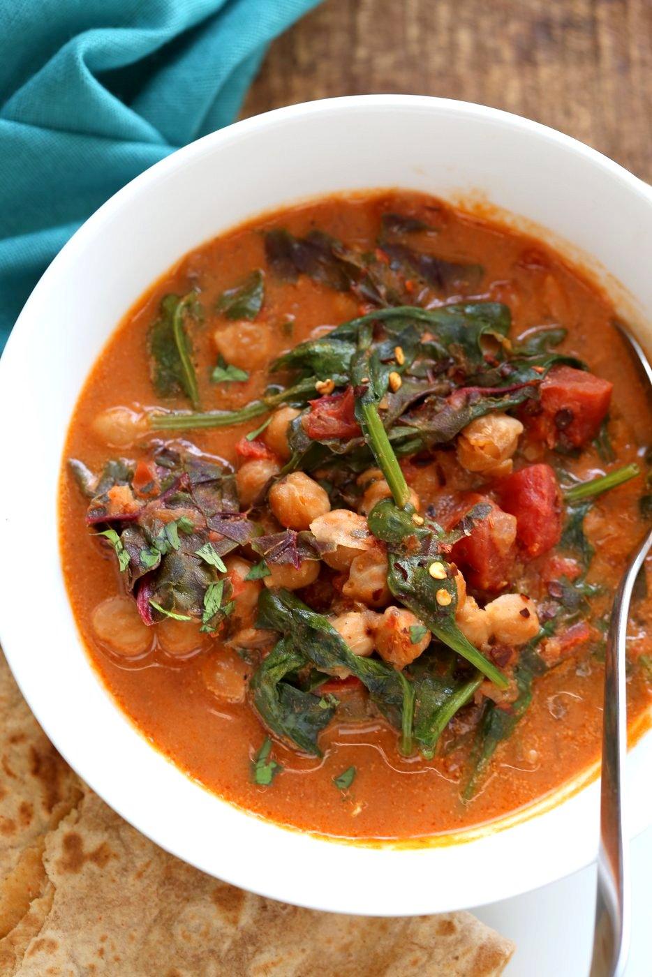 Instant Pot Chana Saag - Chickpea Spinach Curry. Easy 1 pot Chickpea Curry. Saucepan option. Vegan Gluten-free Nut-free Recipe | VeganRicha.com