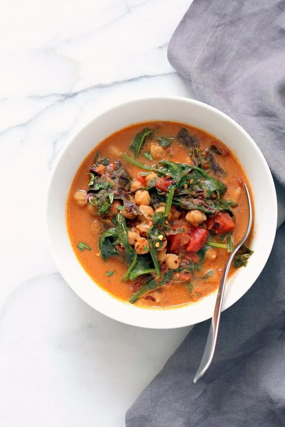 Instant Pot Chana Saag - Chickpea Spinach Curry. Easy 1 pot Chickpea Curry. Saucepan option. Vegan Gluten-free Nut-free Recipe | VeganRicha.com