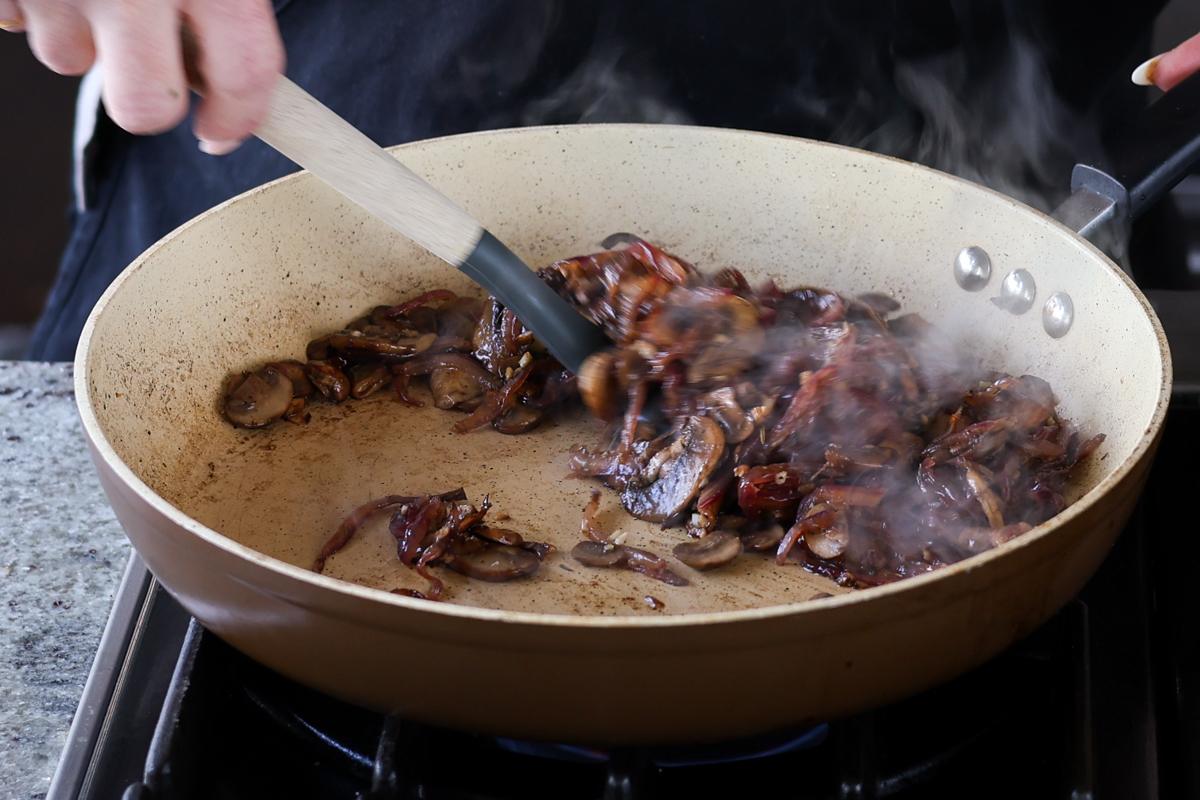 mushroom mixture after fully cooking