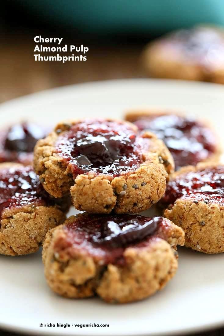 Cherry Almond Thumbprint Cookies – Almond Pulp Cookies