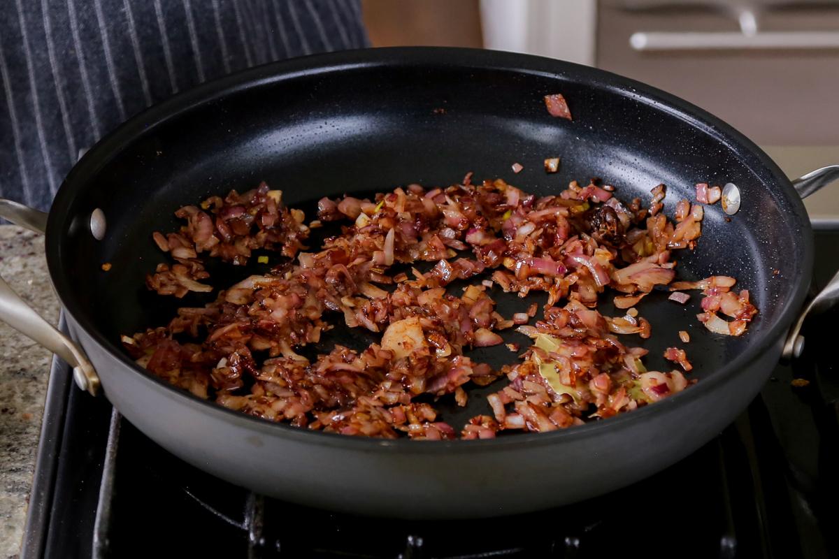onion in the pan after cooking
