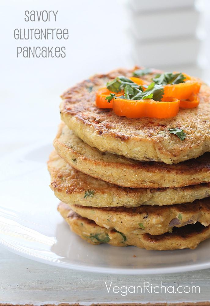 Vegan Chickpea Flour Pancakes/mini Omelettes with Cauliflower and Shiitake mushrooms