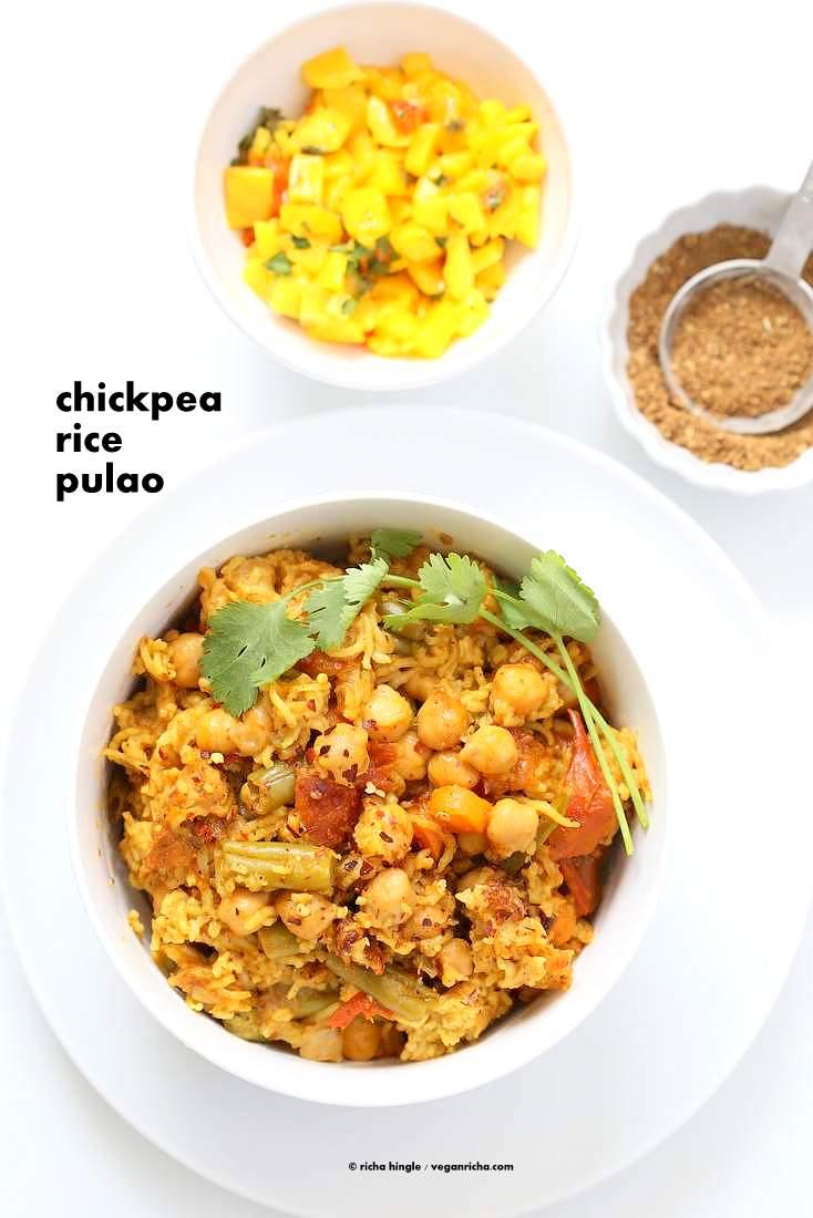 Curried Chickpea Rice Pulao – One Pot Pilaf