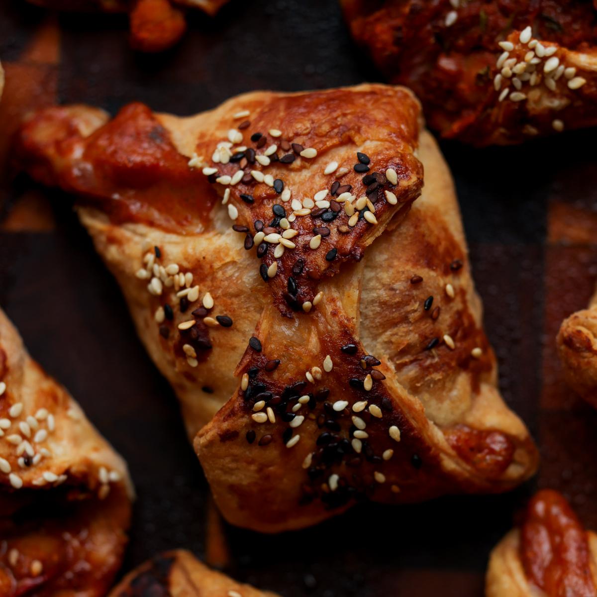 Chickpea Tikka Masala Puffs (savory pastries with Tikka masala sauce)