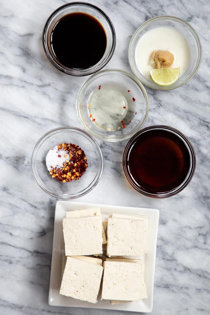 ingredients needed for making vegan tofu sandwiches