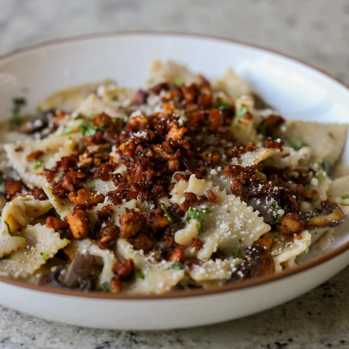 Chili Miso Pasta with Spicy Tofu Crumbles