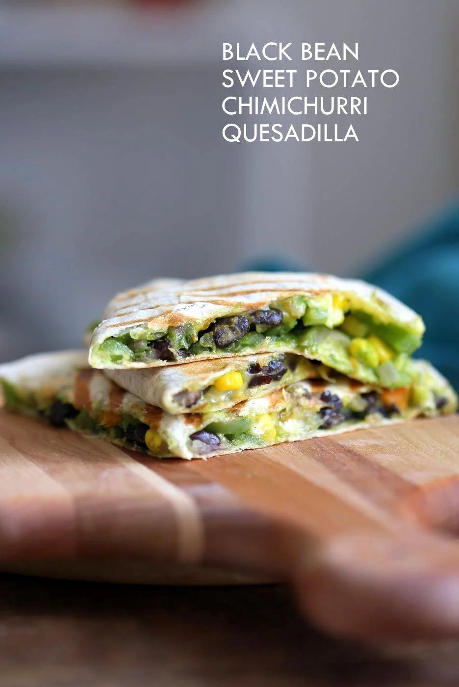 Chimichurri Sweet Potato Black Bean Quesadilla – 10 minute
