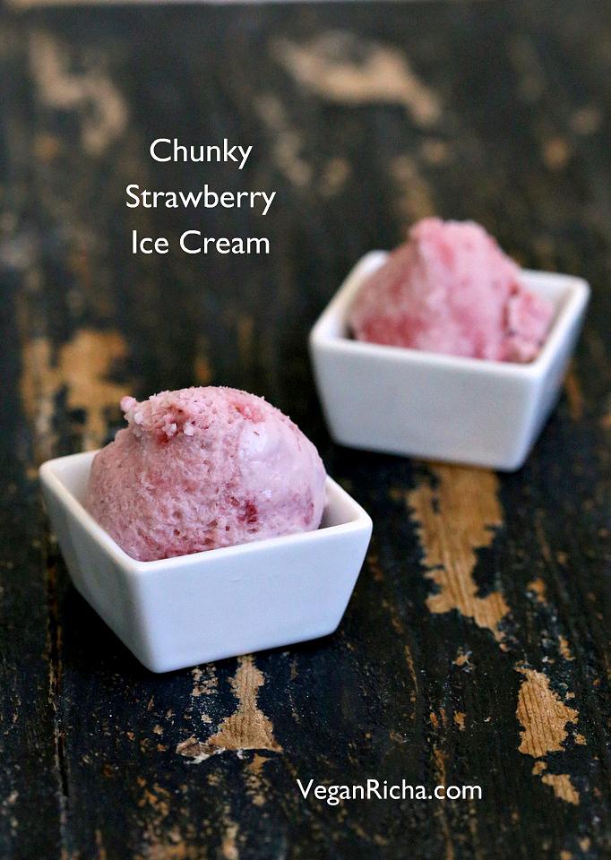 Chunky Strawberry Ice Cream. Vegan Strawberry Ice Cream