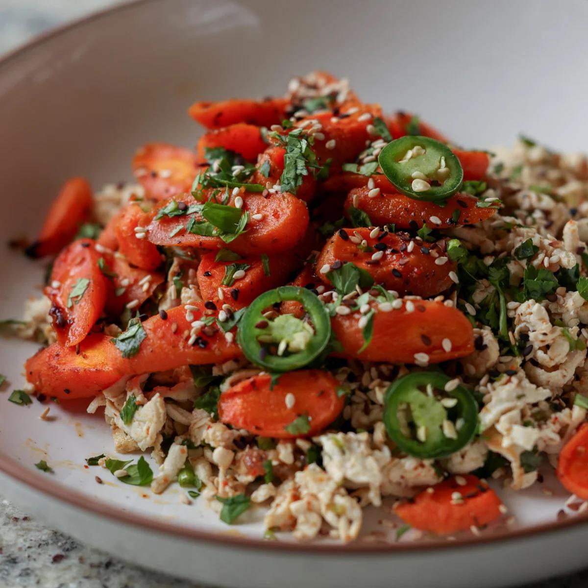 Cilantro Lime Shredded Tofu with Roasted Carrots Bowl