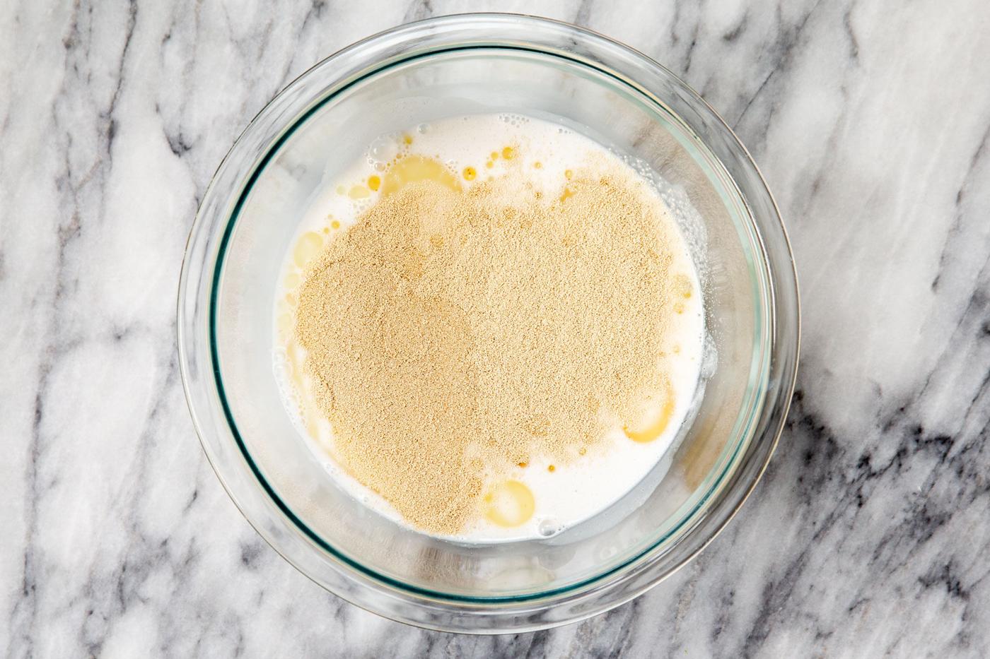 mixing non-dairy milk and yeast