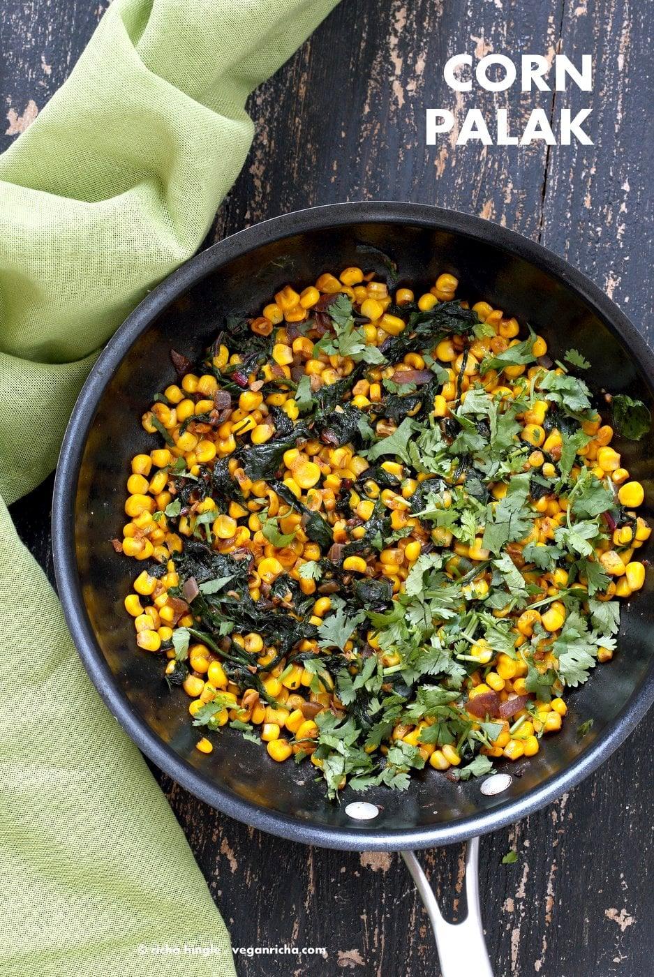 Corn Palak – Curried Corn and Greens