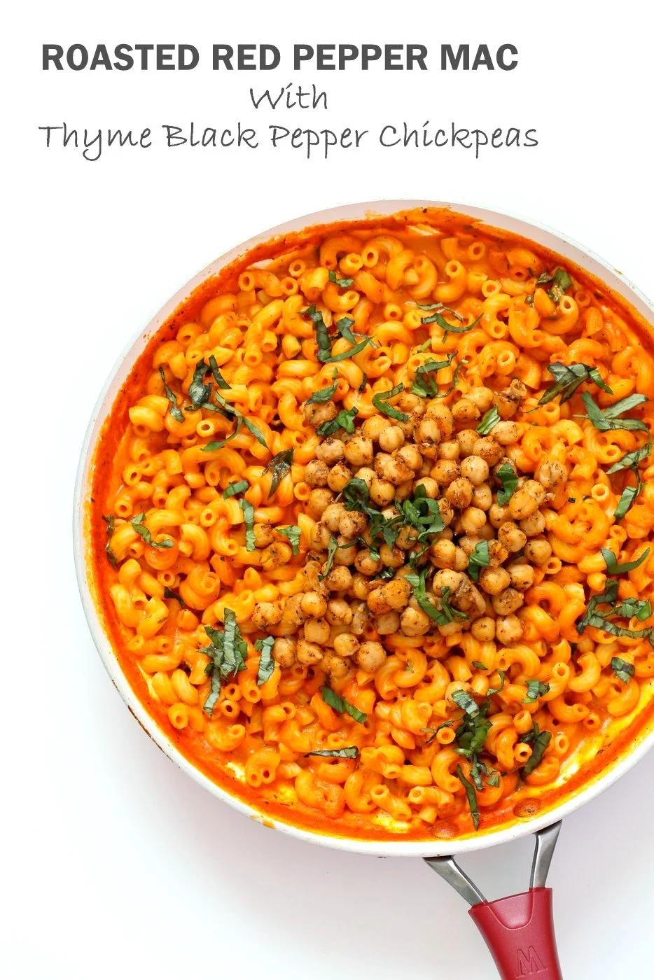 Creamy Roasted Red Pepper Pasta with Black Pepper Chickpeas