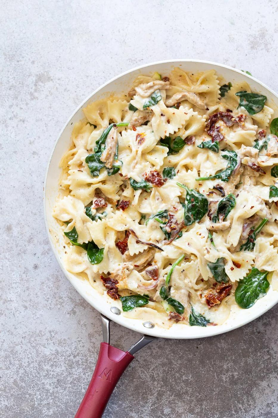 Creamy Sun Dried Tomato Pasta with Garlic Soy curls
