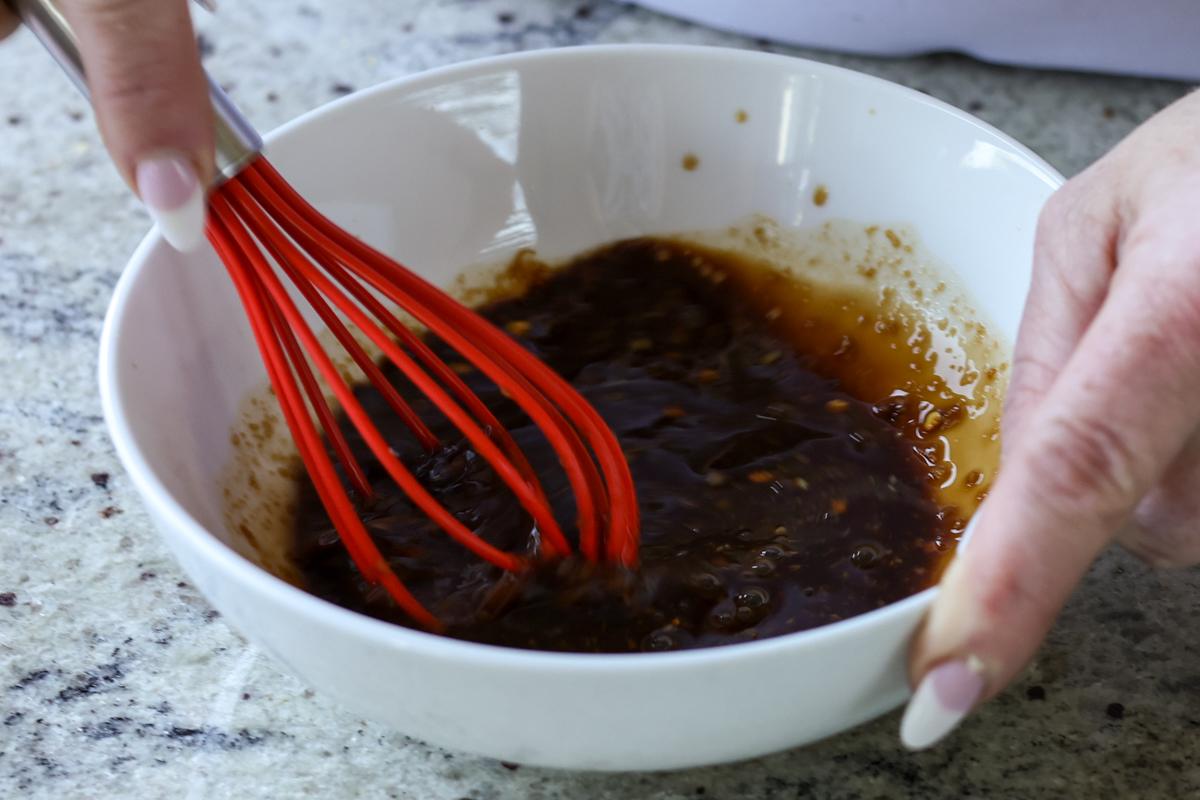 teriyaki sauce in the bowl after mixing