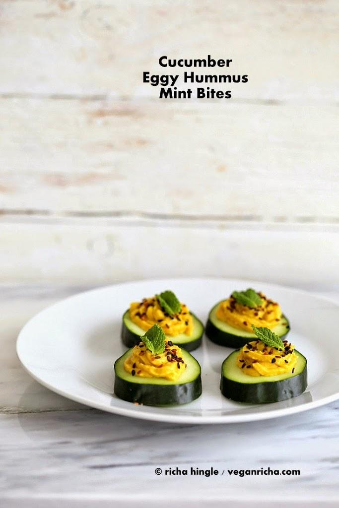 Cucumber Hummus Sesame Seed Mint Appetizer Bites. Vegan Glutenfree Recipe