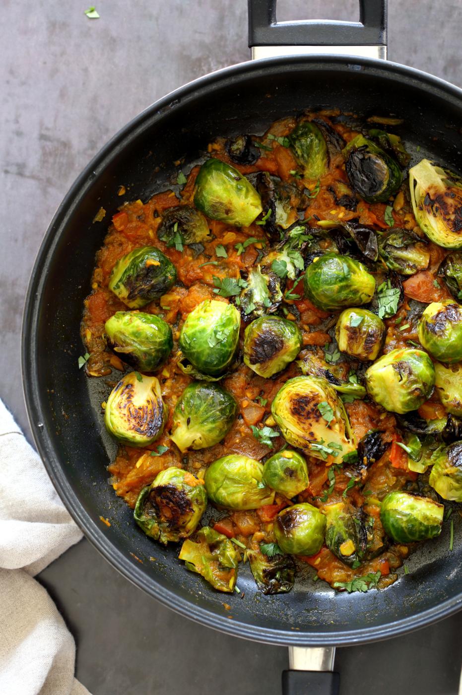 Curried Caramelized Brussels Sprouts (Pan Seared)