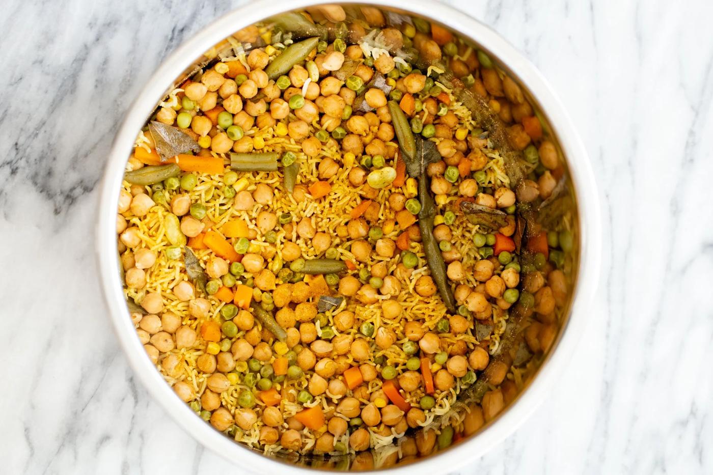 chickpea fried rice in an Instant Pot