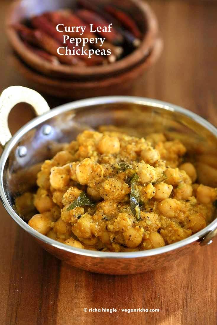 Curry Leaf Pepper Chickpeas – Chickpeas in Coconut Pepper Curry Leaf Sauce