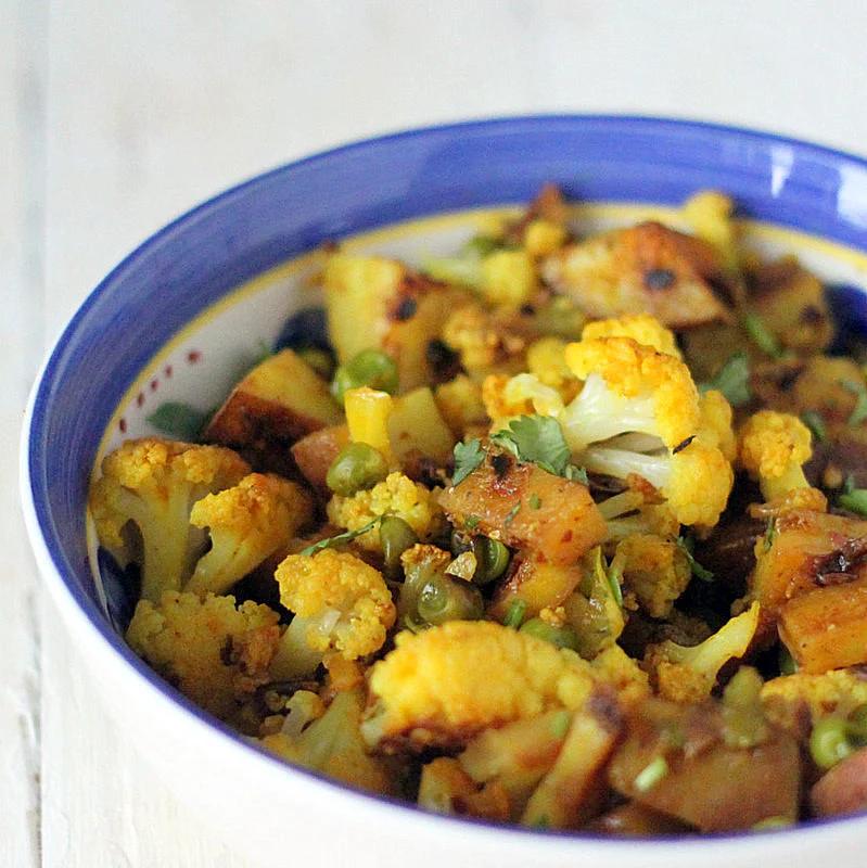 Vegan Aloo Gobi Mutter( Potatoes Cauliflower peas with Indian spices) Dad’s Favorite. Glutenfree Recipe