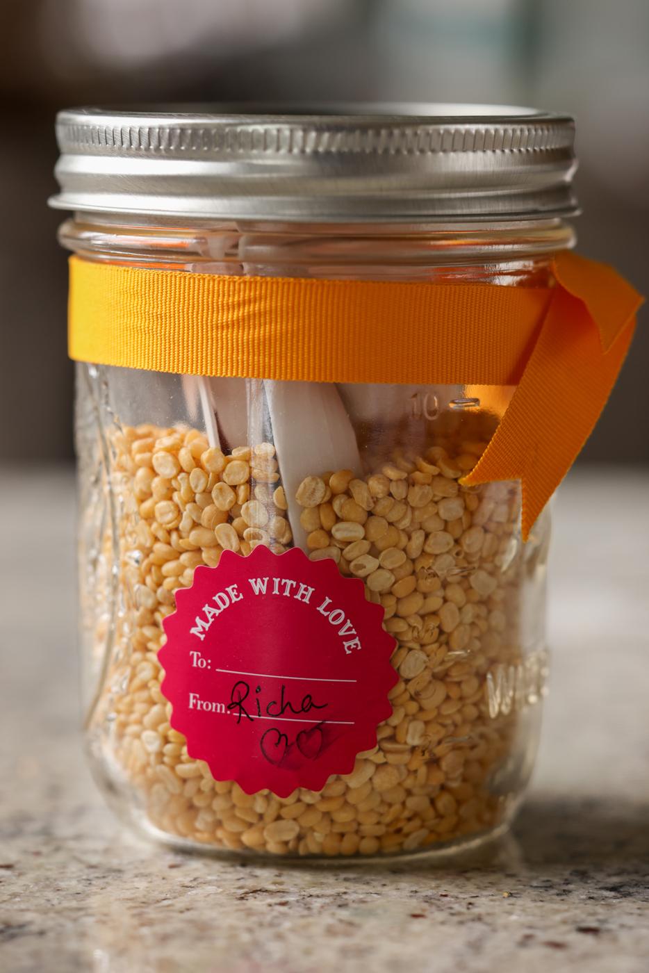 jar of split yellow lentil soup mix