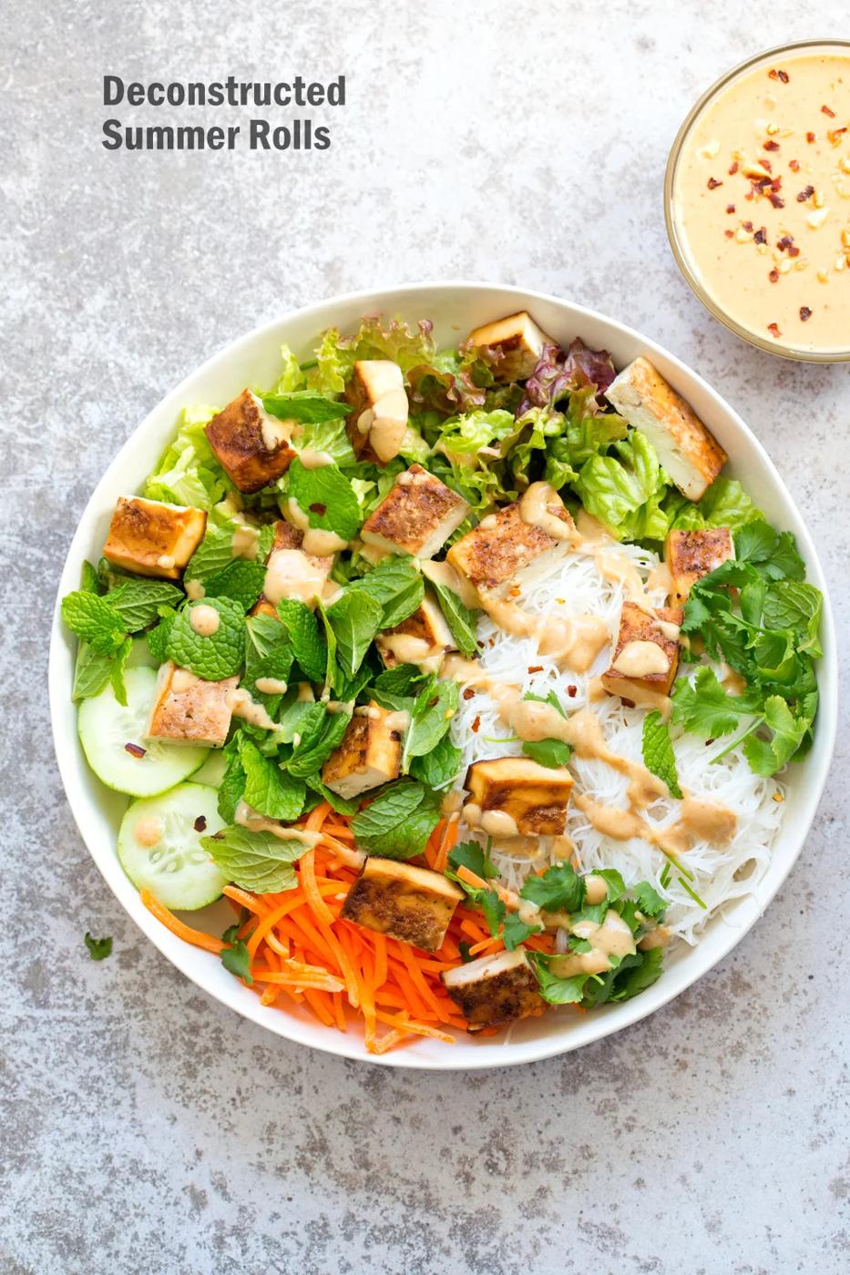 Deconstructed Vegan Summer Rolls with Date Sweetened Peanut Sauce