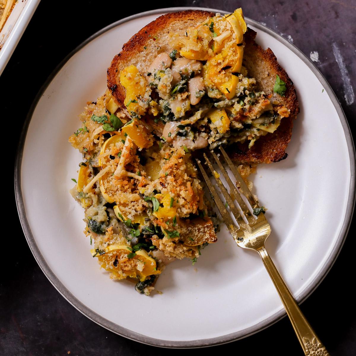 Delicata Squash White Bean Casserole