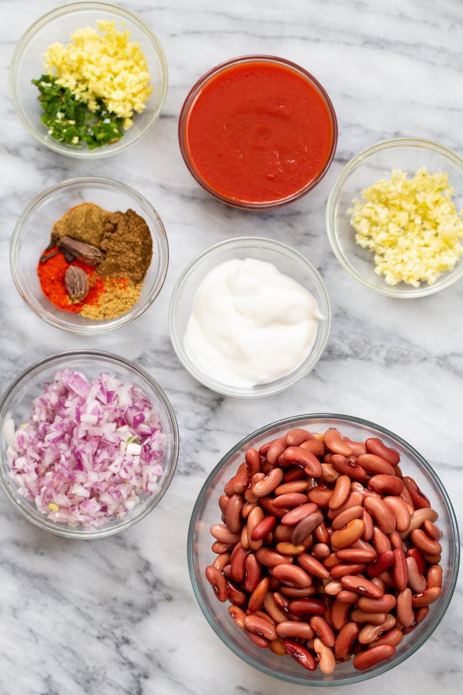 ingredients needed for making Indian Kidney Bean Curry