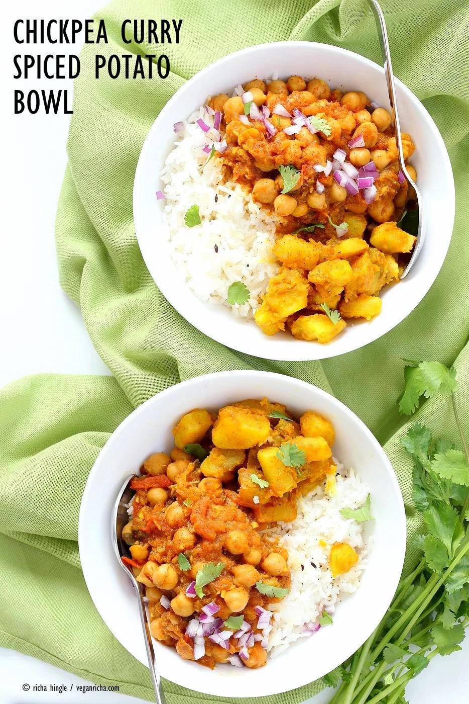 Easy Chickpea Curry and Spiced Potato Bowl