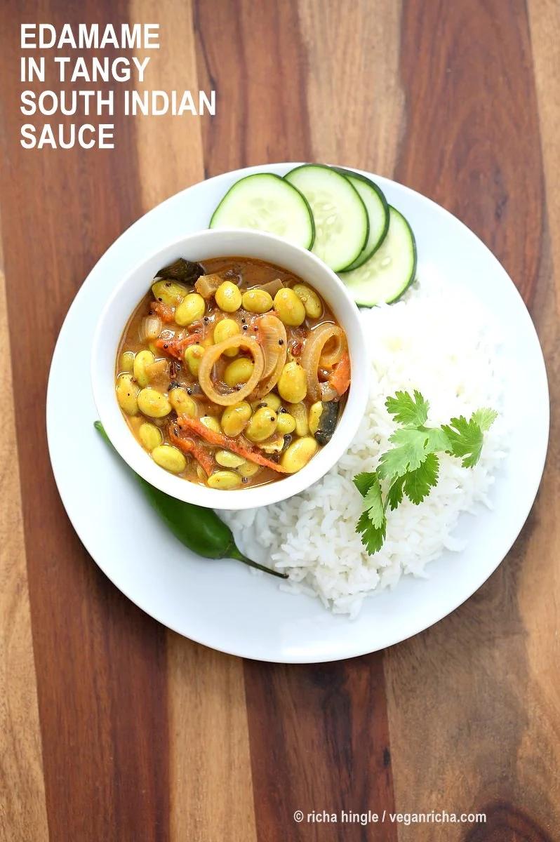 Edamame in Tangy South Indian Curry – Edamame Kara Kuzambu