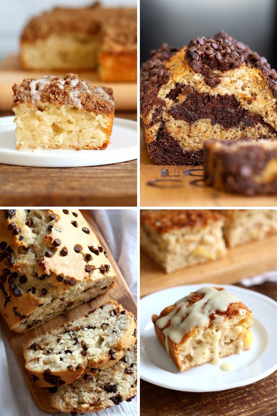 a picture collage of different simple eggless bakes