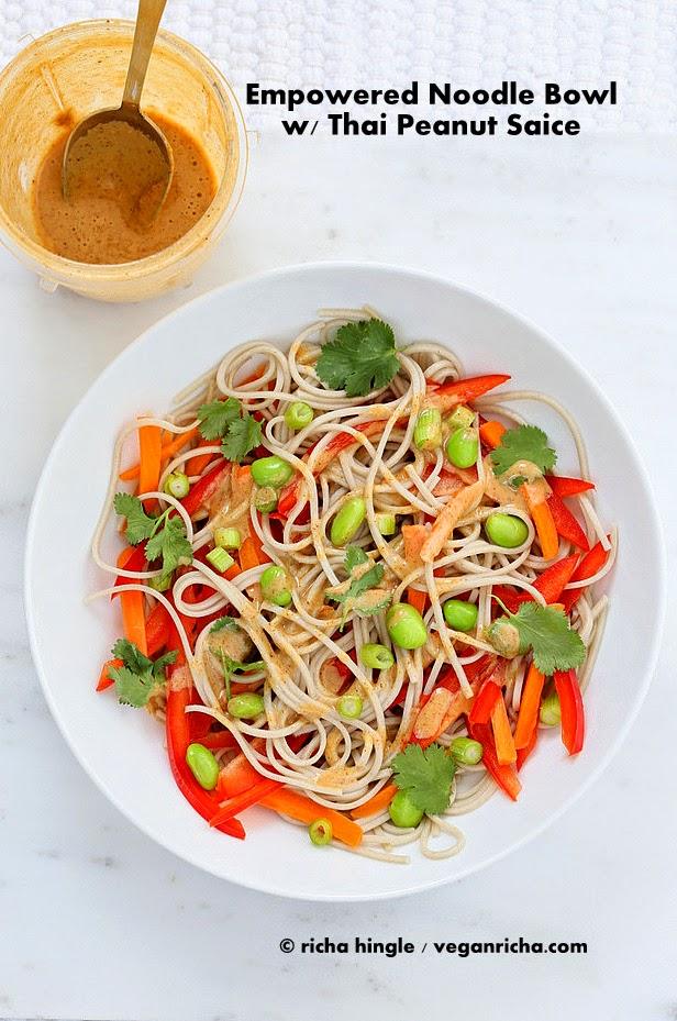 Empowered Noodle Bowl with Thai Peanut Sauce & Oh She Glows Book Review and Giveaway. Vegan Glutenfree