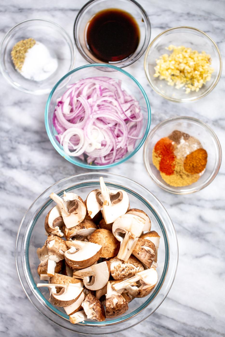 ingredients needed for making vegan Ethiopian mushroom tibs