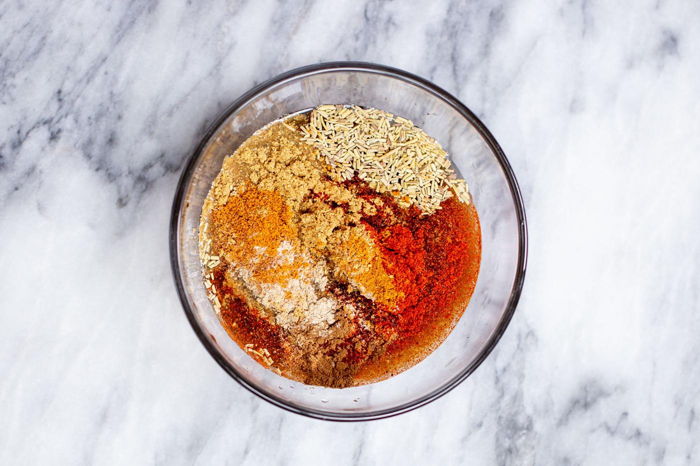 ethiopian spice mix in a small glass container