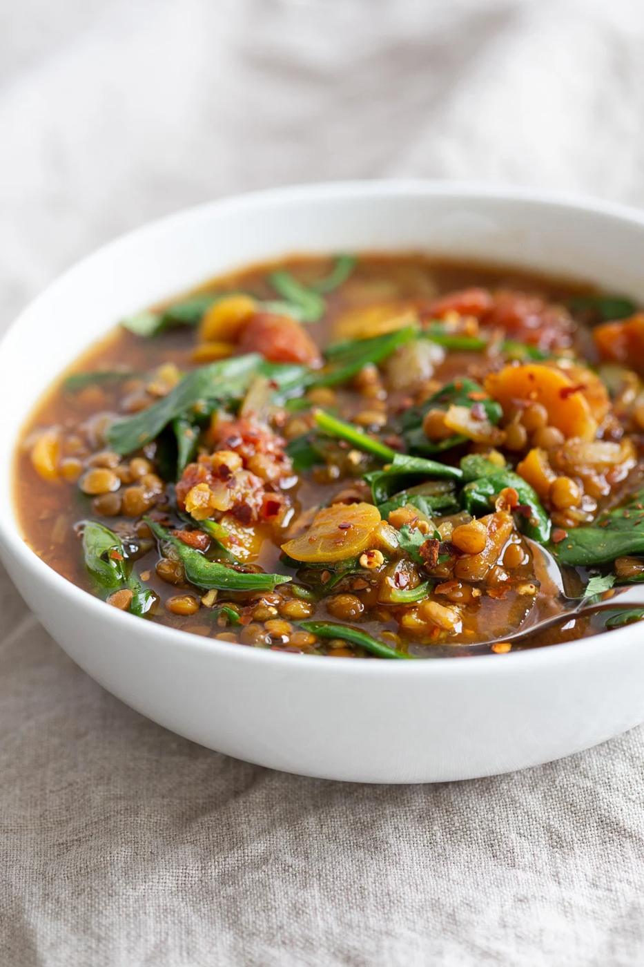 Vegan Lentil Soup Instant Pot or Saucepan