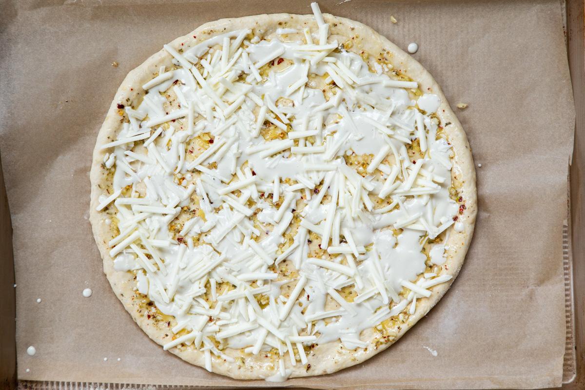 vegan everything bagel cheesy breadsticks ready for baking