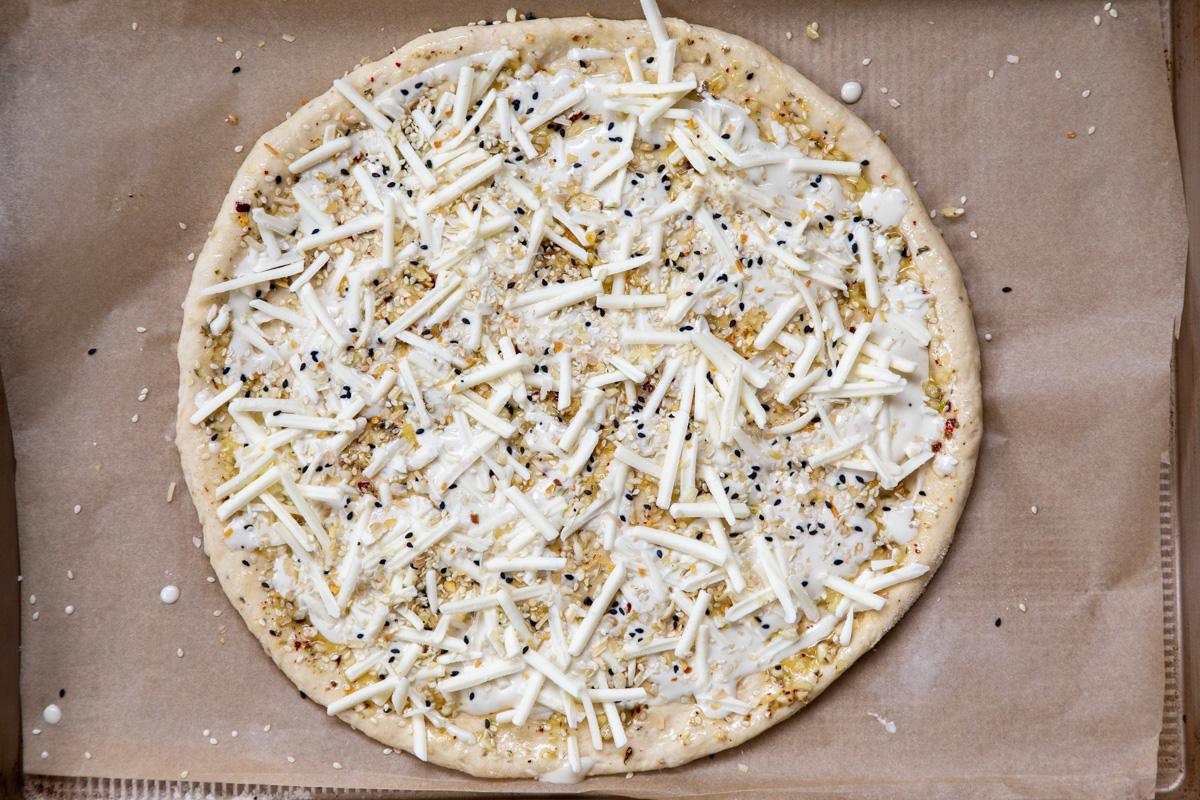 everything bagel cheesy breadsticks ready for baking