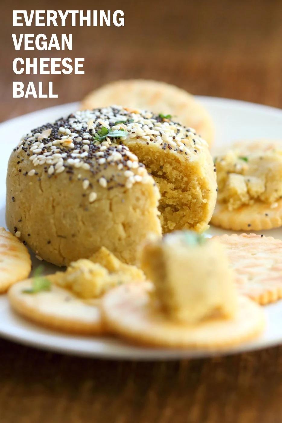 Everything Bagel Vegan Cheese Ball – 10 Minute – No soaking