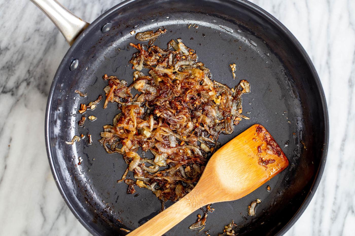 perfectly caramelized onion in a skillet
