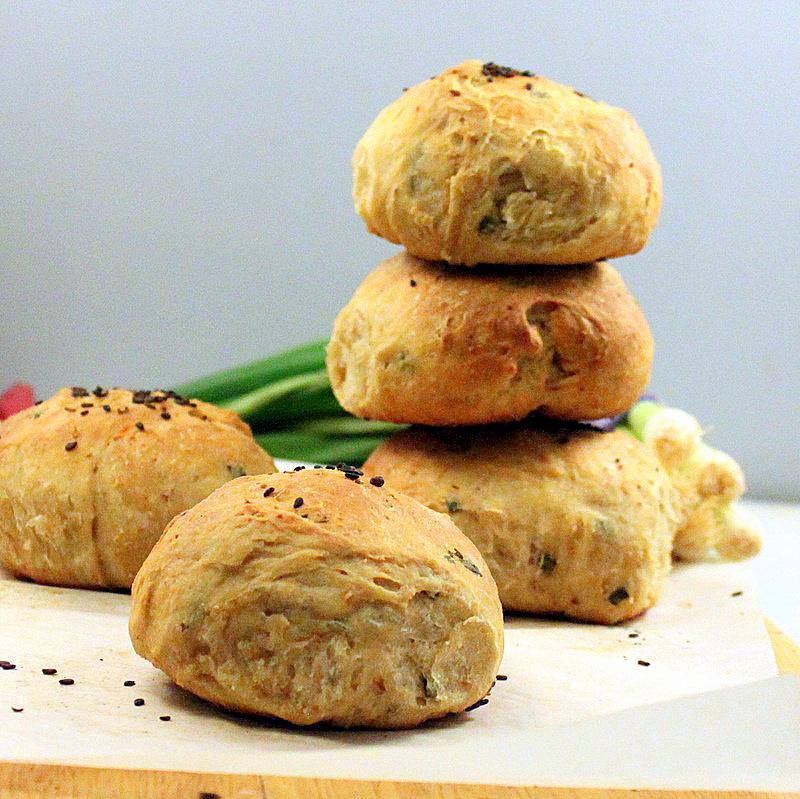 Garlic, Scallion, Jalapeno savory Buns/rolls. vegan