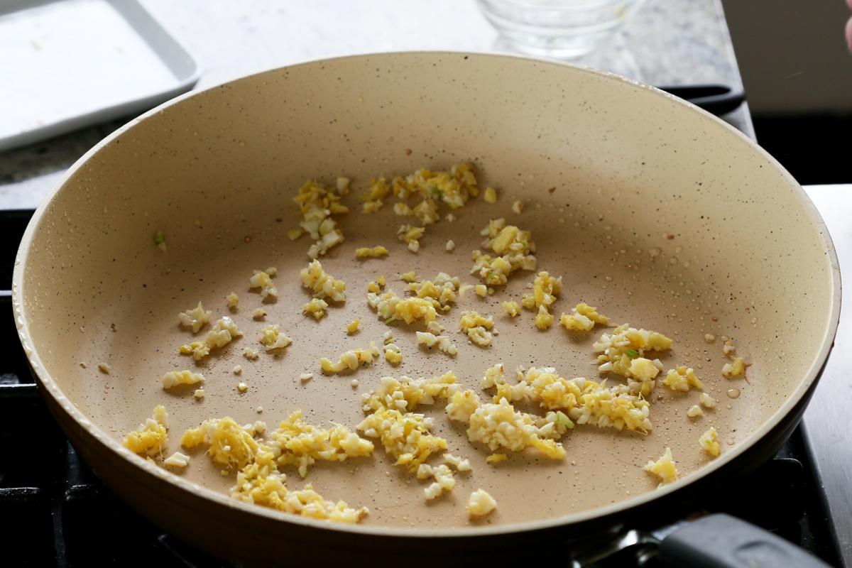 ginger and garlic in the pan after cooking