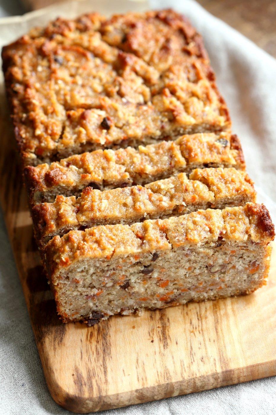 Gluten free Banana Bread. Grain-free Flourless Carrot Banana Bread. No Gum, no Aquafaba. #Vegan #grainfree #Glutenfree Soy-free #recipe. | VeganRicha.com