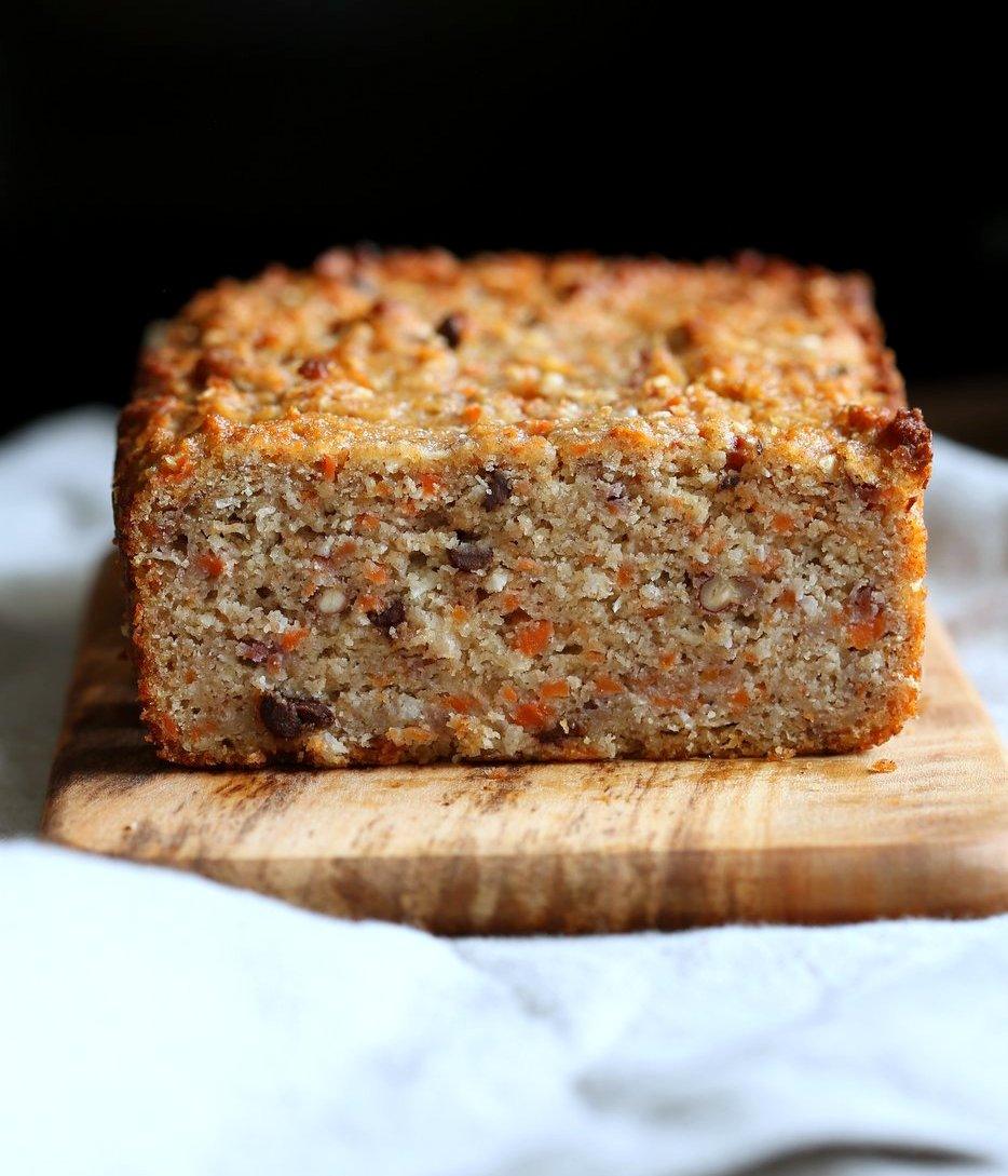 Gluten free Banana Bread. Grain-free Flourless Carrot Banana Bread. No Gum, no Aquafaba. #Vegan #grainfree #Glutenfree Soy-free #recipe. | VeganRicha.com