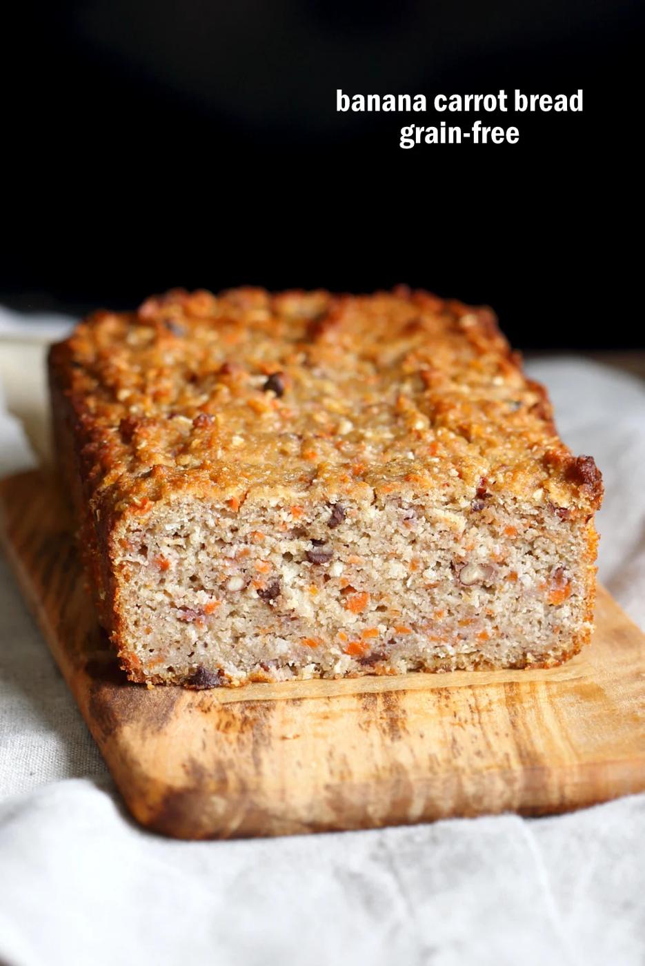 Vegan Gluten free Banana Bread. Grain-free Carrot Banana Bread