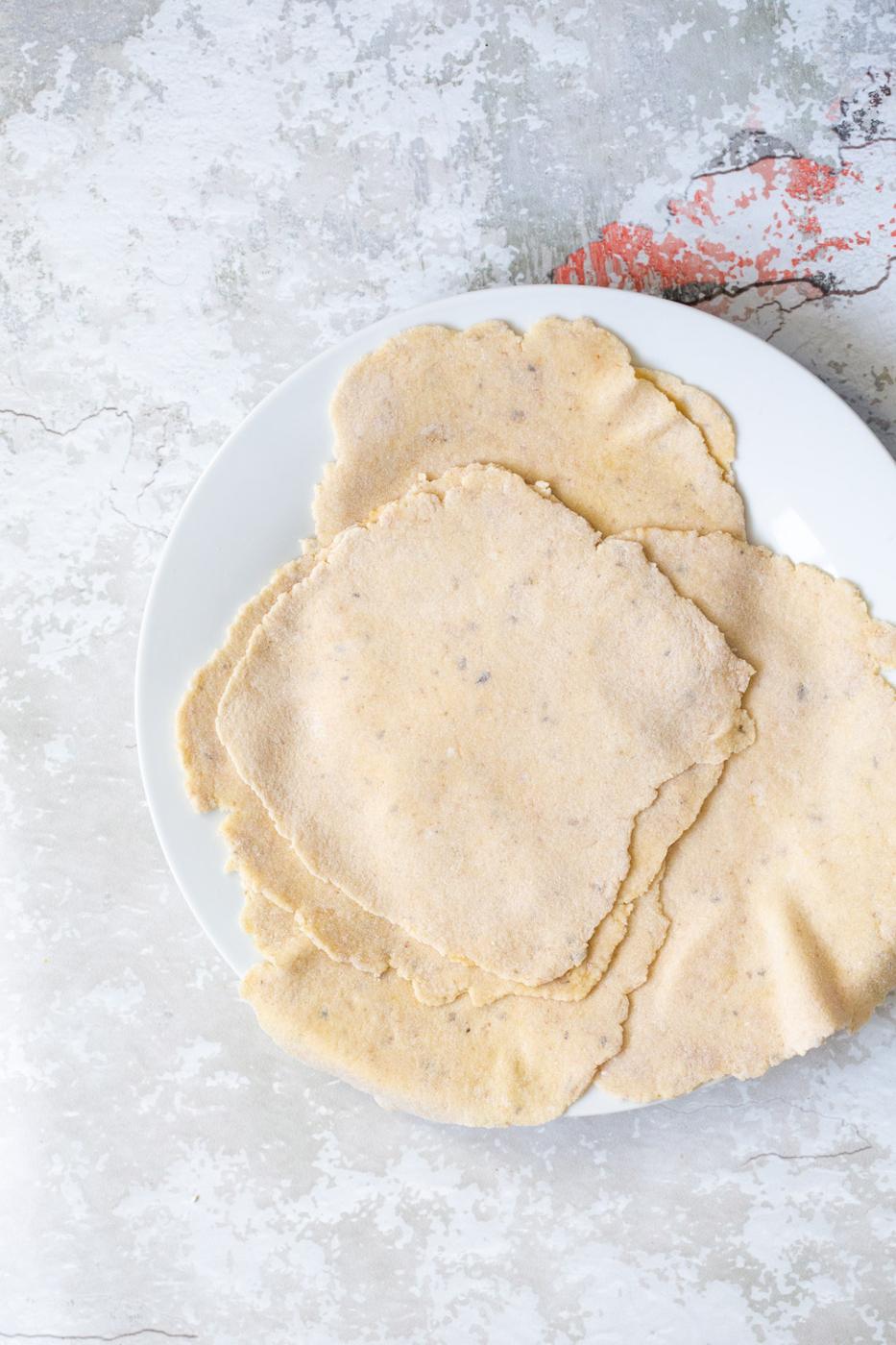 Gluten free Cauliflower Flatbread dough rolled out