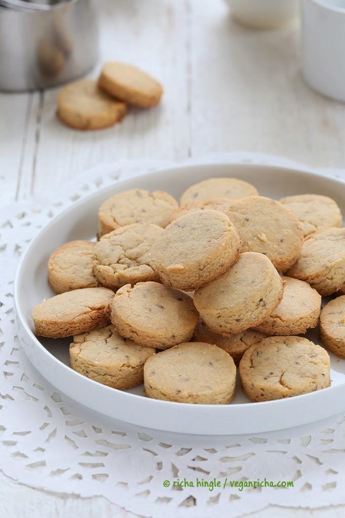 vegan sugar cookies on a white cookie plate