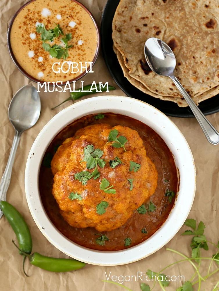 Gobi Musallam – Whole Roasted Cauliflower with Creamy Makhani Sauce. Vegan Glutenfree Recipe